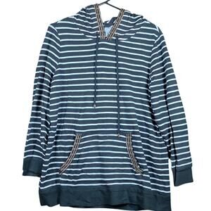 Zenergy by Chicos Women Sweater Black White Striped Chain Accent Stretch 0